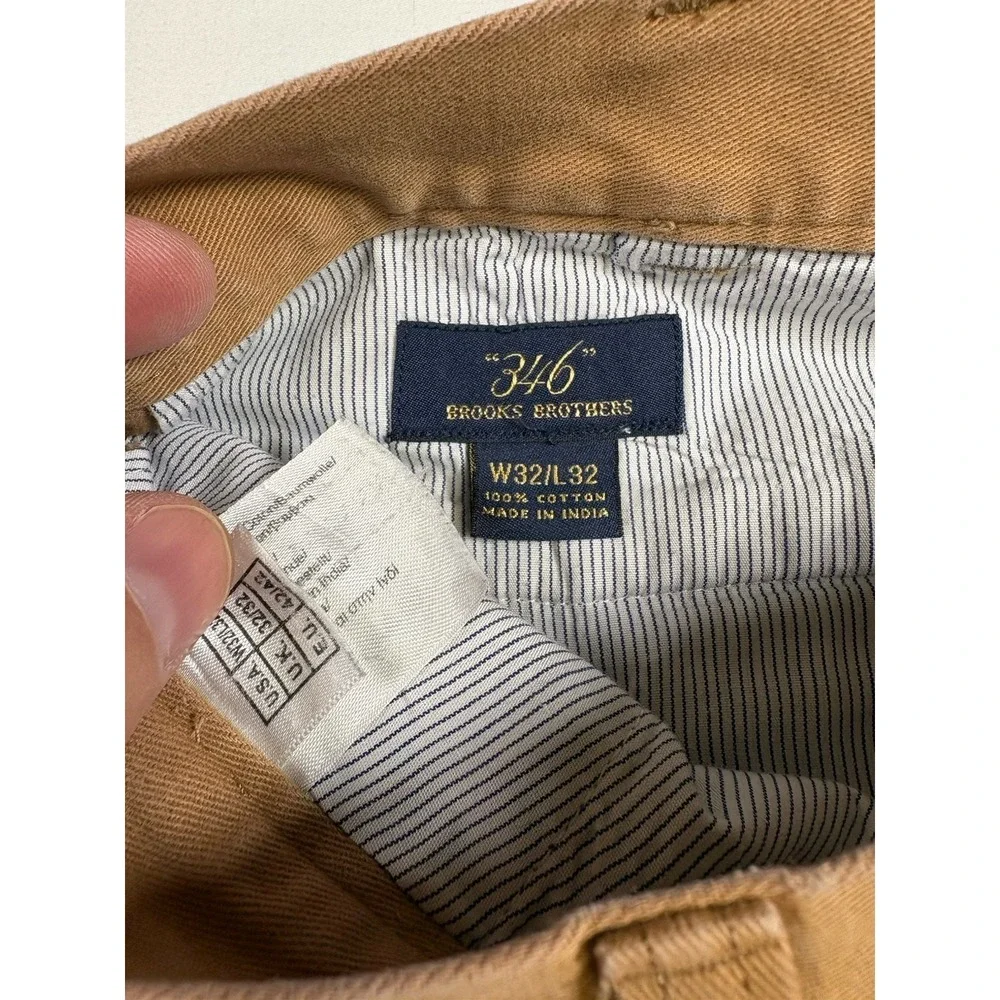 Brooks Brothers 346 Men's Chino Pants 32x32 Khaki Flat Front